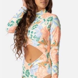 Floral Long Sleeve Cutout Swimsuit rip curl  follow the sun surf suit